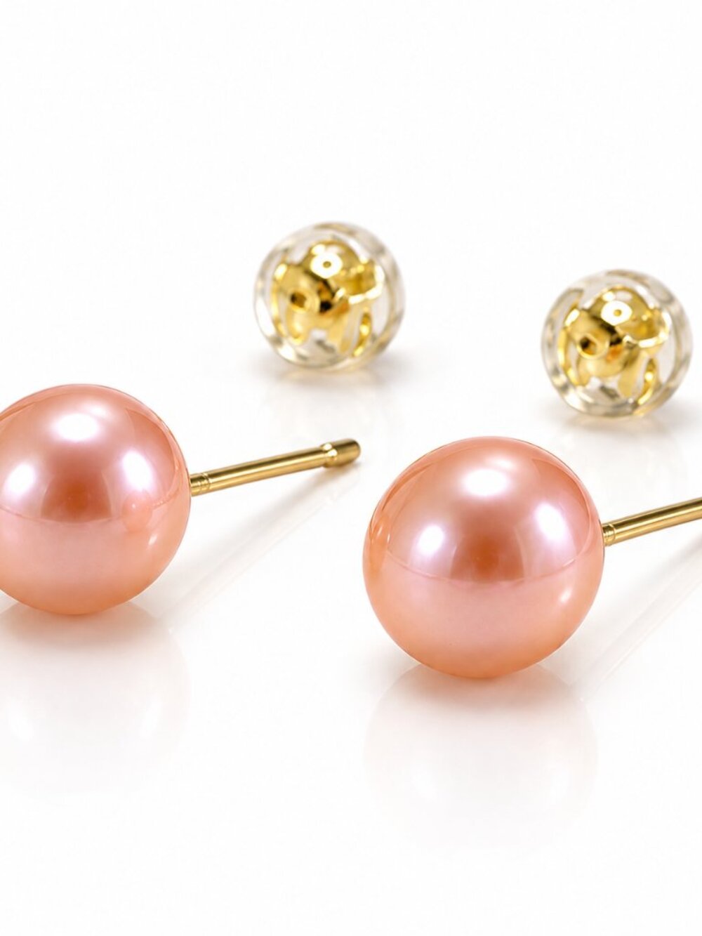 EA-37--Natural Pink Freshwater Pearl Stud Earrings 7–8mm 925 Silver